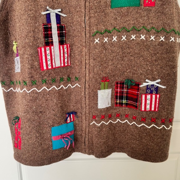 Hampshire Studio SNOW Vintage Womens Embellished Christmas Vest Wool Blend 2X - Picture 3 of 9